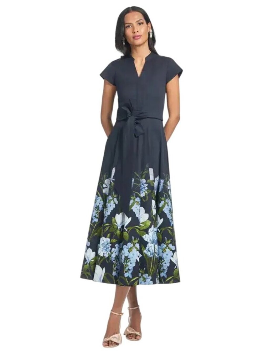 Sachin & Babi Ganika Dress in Navy Blue Floral 8 Womens Midi Aline